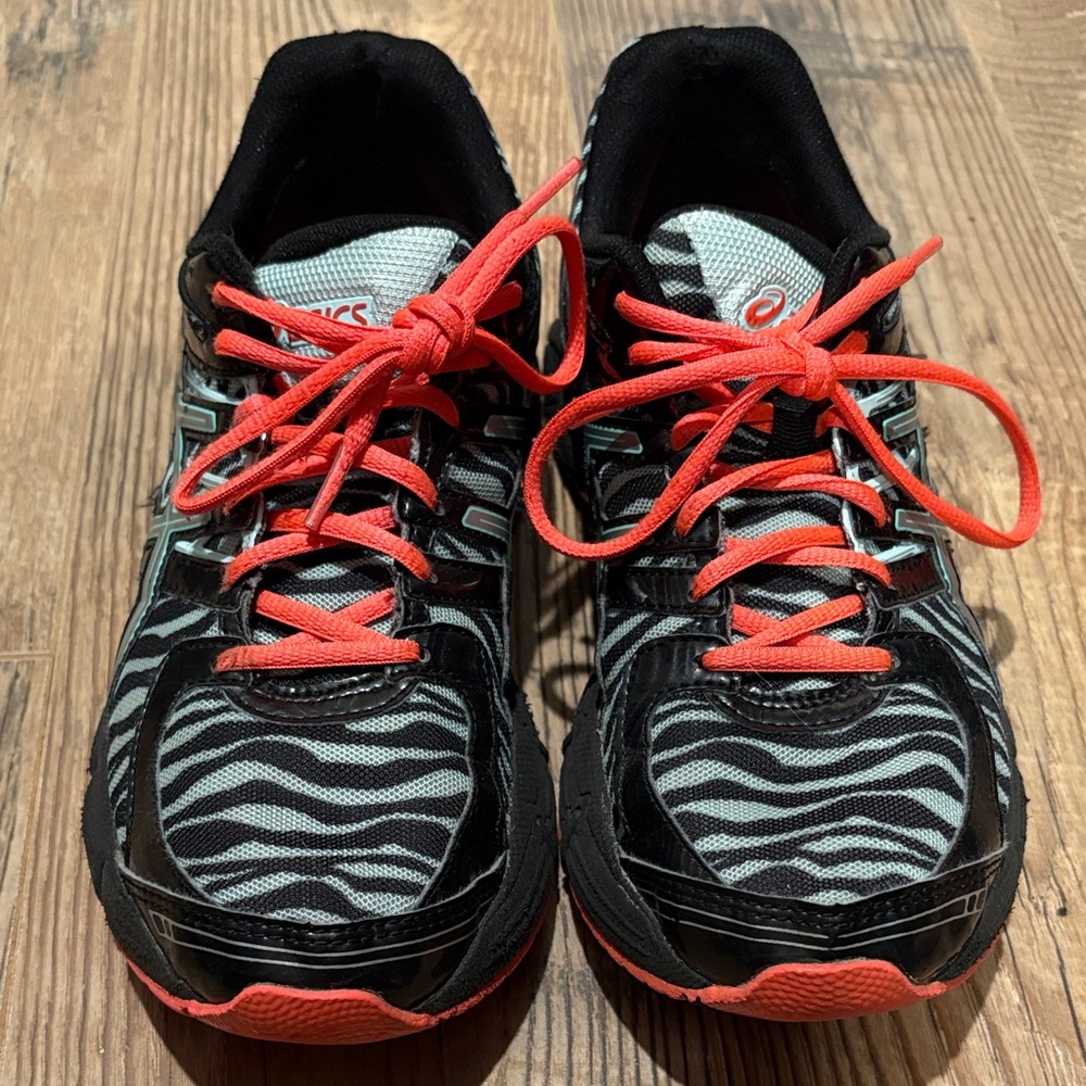 ASICS Zebra Pattern Sneakers with Red Accents